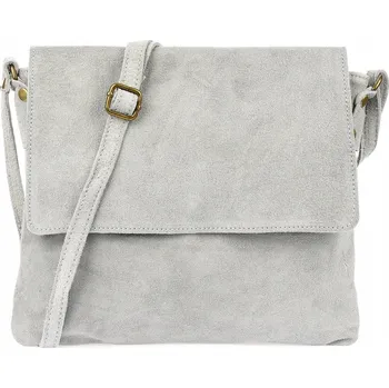 Vera Pelle kabelka, kožená kabelka přes rameno z pravé kůže, šedá