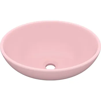 Oválné keramické umyvadlo matná růžová 400 x 330 x 135 mm
