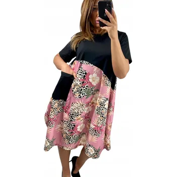 Dámské šaty V650 ŠATY BOMBULKA S KAPSY KRÁTKÝ RUKÁV k3 vel. 44 (2XL)