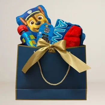 Kosmetická sada HALANTEX Dárkový balíček PAW Patrol Chase v luxusní modré tašce se zlatou mašlí