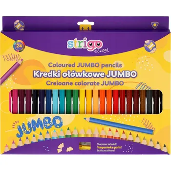 Kresba Pastelky Jumbo trojúhelníkové Strigo 24 barev s ořezávátkem, sada