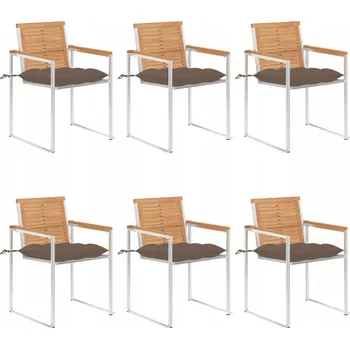 Zahradní židle z teakového dřeva a oceli, Taupe, 60x56x85 cm