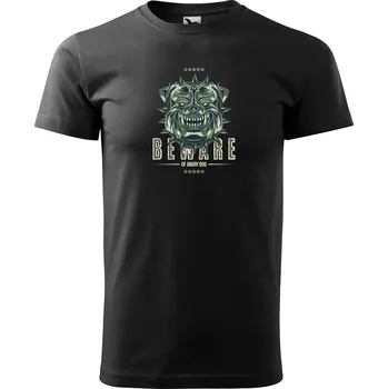 Pánské tričko Sablio Tričko s potiskem Pozor, pes - černé 4XL