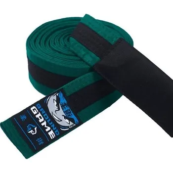 Pásek na kimono Dětský BJJ pásek Ground Game ZELENO-ČERNÝ Velikost: K4 - 230cm