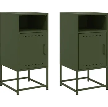 Noční stolek Noční stolek industriální, ocel , olivově zeleň , 36x39x78 cm