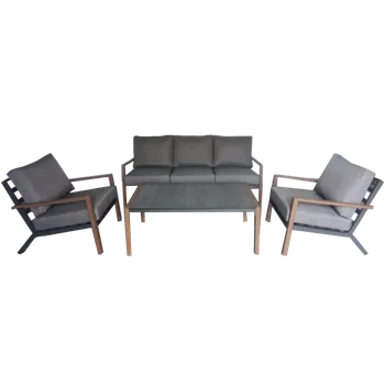 Zahradní sestava HLINÍKOVÁ SESTAVA NÁBYTKU 'ASTANA' (3MÍSTNÁ POHOVKA + 2 KŘESLA + STŮL) ŠEDÁ + ŠEDÉ POL