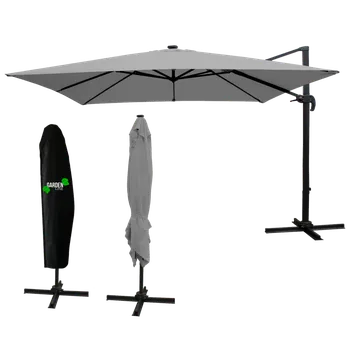 Slunečník ZAHRADNÍ SLUTEČNÍK 3 x 4 M ŠEDÝ 'ROMA' S KRYTEM S LED *1572