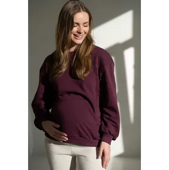 Těhotenská mikina Oversize těhotenská a kojící mikina 3v1 Milk It Easy - vínově fialová Velikost: S