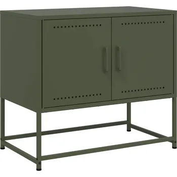 Televizní stolek Industriální televizní stolek ocelový olivově zeleň 68,5x39x60,5 cm