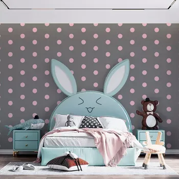 Tapeta Sablio Tapeta Růžové puntíky na šedé - 125x75 cm