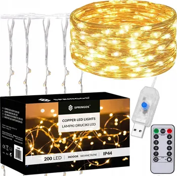 Vánoční dekorace Vánoční osvětlení na stromeček Springos do interiéru 2 m, 101 - 200 LED