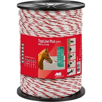 Ohradník Ohradníkové lanko AKO TopLine Plus bílé/červené 6mm/400m