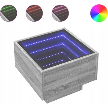 Noční stolek Noční stolek Infinity LED, dřevěný, sklo , šedý dub sonoma, 40x40x3