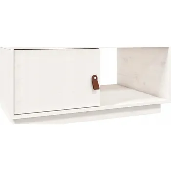 Konferenční stolek Konferenční stolek z masivního borovicového dřeva, bílý, 80 x 50 x 35,5 cm