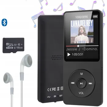 MP3 přehrávač 16 GB, černý, Bluetooth, FM rádio, diktafon