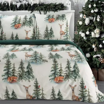 Vánoční bavlněné povlečení 160x200 cm set liška a srnka