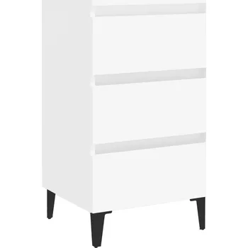 Noční stolek Noční stolek industriální bílý, 3 zásuvky, kovové nohy, 40x35x69 cm