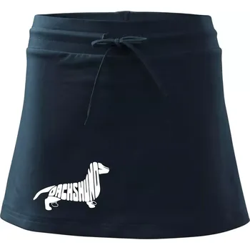 Dámská sukně Jezevčík - Dachshund - Sportovní sukně - two in one - XS ( Námořní modrá (velmi tmavá - téměř černá) )