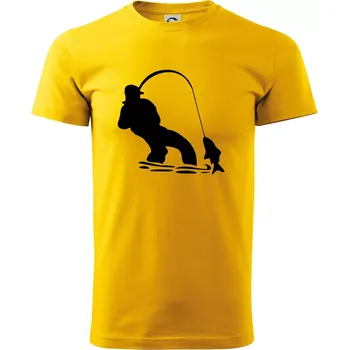 Pánské tričko Rybář tahající rybu - Triko extra velké (5-8XL) - 6XL ( Žlutá )