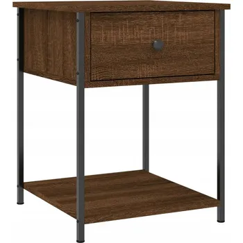Noční stolek Elegantní noční stolek z materiálu na bázi dřeva, hnědý dub, 44x45x58