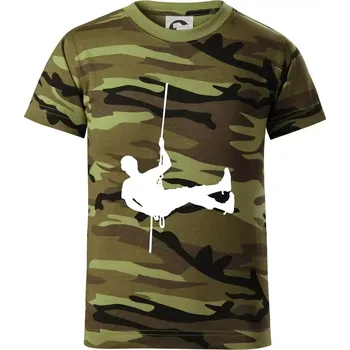 Visící horolezec - Dětské maskáčové triko - 134 cm/8 let ( Zelený maskáč )