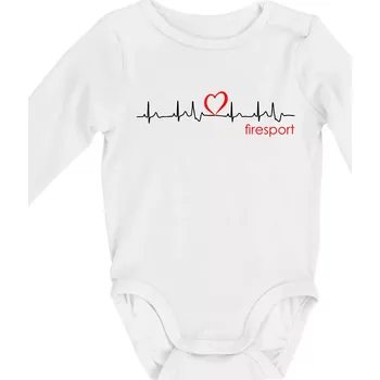 Moje srdce bije pro firesport - Body kojenecké s dlouhým rukávem - Dlouhý r. 3-6 měs ( Bílá )
