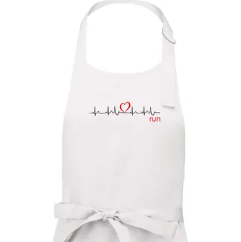 Kuchyňská zástěra Moje srdce bije pro run - Dámská zástěra na vaření - Univerzální velikost ( Bílá )