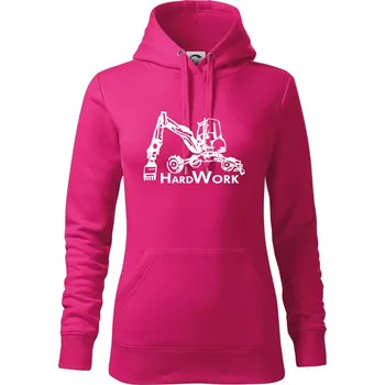 Dámská mikina Hard Work kráčivý bagr - Mikina dámská Cape s kapucí - L ( Purpurová )