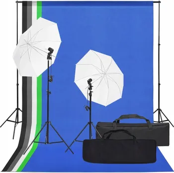 Fotoateliérová technika Fotografický Studio Set s LED Osvětlením 5500K a Systémem Pozadí 1,6x3 m