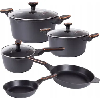 Hrnec SADA HRNCŮ, KASTROLŮ A PÁNVEK NA INDUKCI A PLYN, S NEPŘILNAVÝM POVRCHEM PREMIUM, 8 DÍLŮ