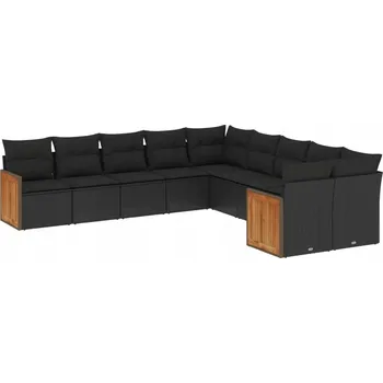 Modulární zahradní nábytek, umělý ratan (PE), černý, rozměry 62 x 62 x 6 cm