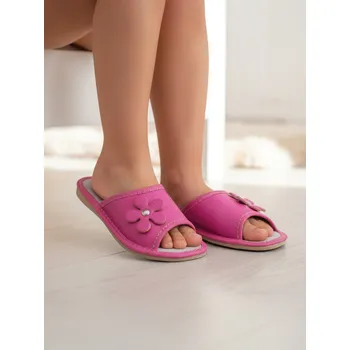 Dívčí pantofle Dětské bačkůrky kožené růžové 05, Dětské boty 30