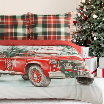 Vánoční bavlněné povlečení 160x200 cm set vánoční náklaďák