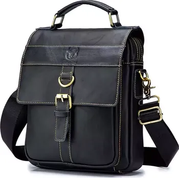 Bullcaptain pánská kožená messenger taška Gentien Černý