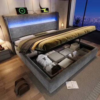 Postel Jednolůžková dřevěná postel Arhatreya 140x200 cm šedá