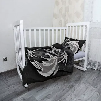 Povlečení Sablio Mikroplyšové dětské povlečení do postýlky Zaklínač Šedý abstrakt - 120x90 / 40x60