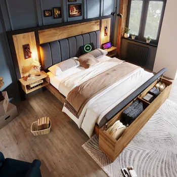 Postel Jednolůžková dřevěná postel Arhatreya 160x200 cm dub