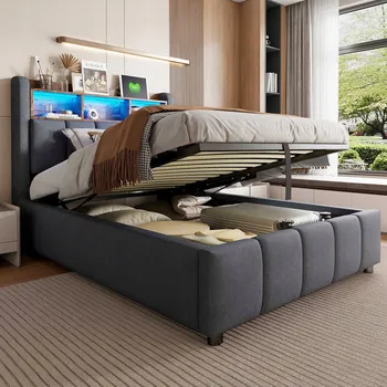 Postel Jednolůžková dřevěná postel Arhatreya 90x200 cm šedá