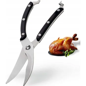 Kuchyňské nůžky Nůžky na drůbež, kuře, maso – zoubkované, OCEL, dřevo, ostré, robustní