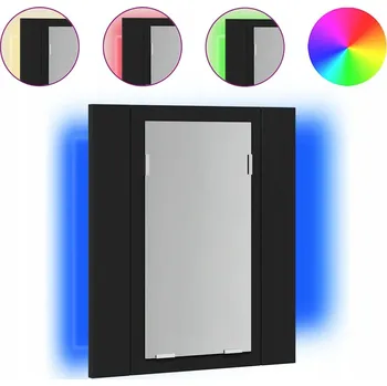 Koupelnový nábytek Koupelnová skříňka se zrcadlem a RGB LED osvětlením, černá, 40x12x45 cm