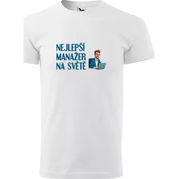 Pánské tričko Sablio Tričko s potiskem Nejlepší manažer na světě - bílé S