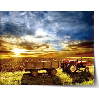 Plakát Sablio Plakát Traktor s vlečkou - 120x80 cm