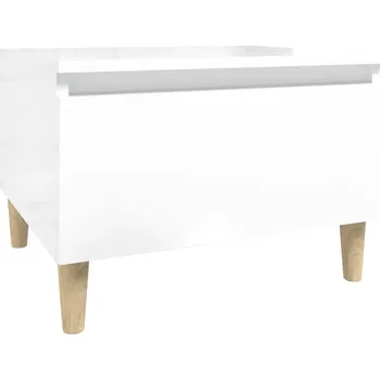 Konferenční stolek Skandinávský odkládací stolek bílý lesk, dřevěný materiál, 50x46x35 cm