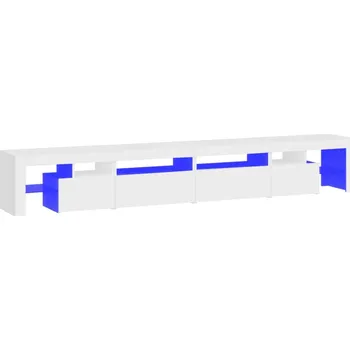 Televizní stolek TV stolek s RGB LED osvětlením, Materiál na bázi dřeva, Bílý, 260x36,5x