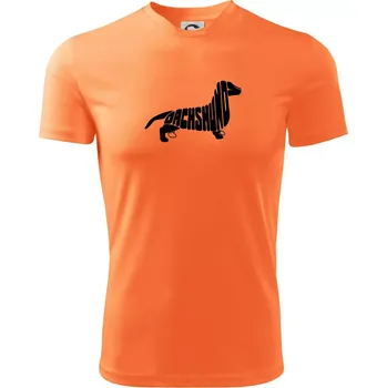 Pánské tričko Jezevčík - Dachshund - Pánské triko Fantasy sportovní (dresovina) - 3XL ( Neon mandarine )