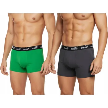 Boxerky PUMA Pánské boxerky 2 kusy Bavlna Zelené Šedozelené Logo Velikost XXL
