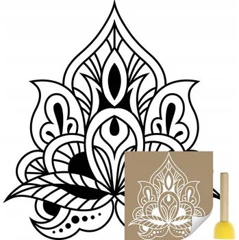 Obraz Šablona na malování na zeď MANDALA Květ BOHO 45x42 + štětec