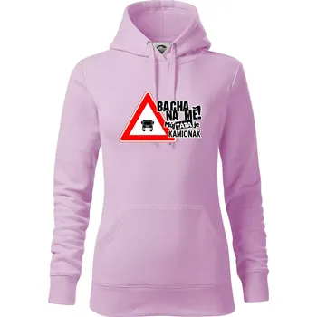 Dámská mikina Bacha na mě! Můj táta je kamioňák - Mikina dámská Cape s kapucí - XS ( Orchid )