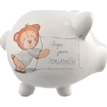 Pokladnička Pokladnička ker. První pokladnička bílá 20x14x16,5 cm