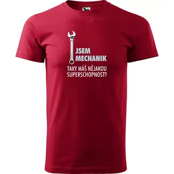 Sablio Tričko s potiskem Jsem mechanik, taky máš nějakou superschopnost? - červené M